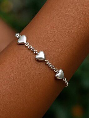 Sterling Silver Triple Heart Bracelet
